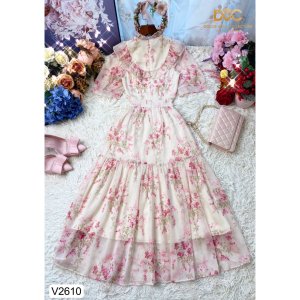 (Kèm vieo và ảnh trải sàn) VÁY HOA CỔ TRÒN BÈO NGỰC V2610 - DOLCE VIVA COLLECTION-6