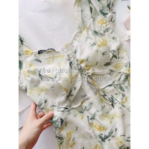 VÁY HOA CÀNH XANH CÚP NGỰC ĐAN DÂY-4