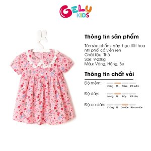 Váy cho bé gái GELU KIDS họa tiết hoa nhí phối cổ viền ren bé gái chất liệu thô mềm mát - VBG003-4