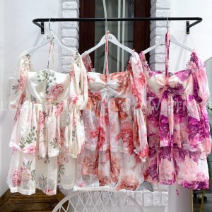 Đầm Baby Rose Hoa Tay Dài Phong Cách Công Chúa - Váy Nữ Cổ Vuông Tay Bồng Dáng Xòe 3 Tầng Bánh Bèo Tiểu Thư Lola VietNam-9