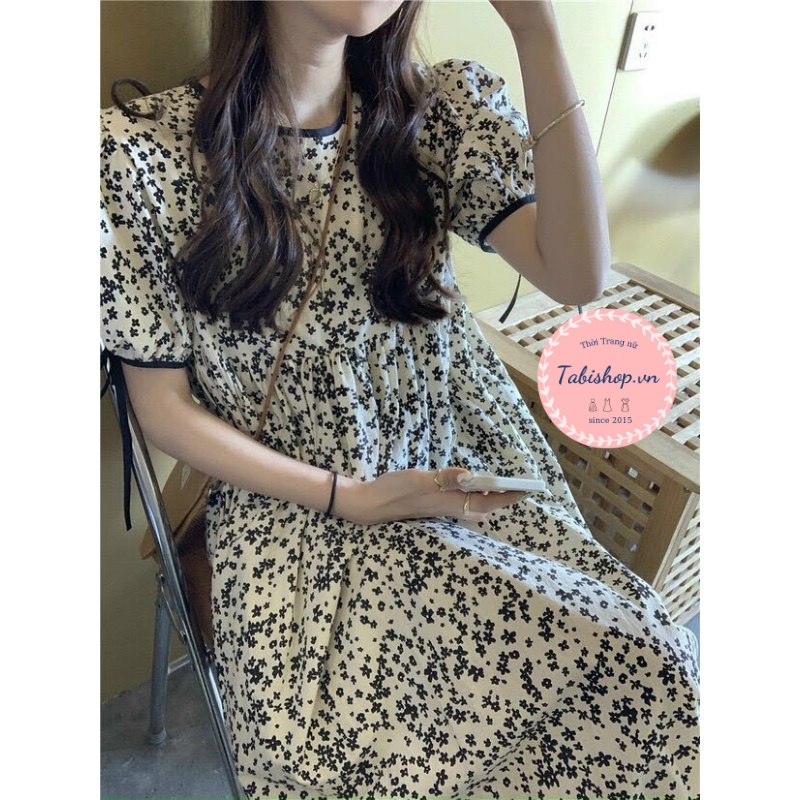 Đầm hoa nhí kiểu babydoll cho nữ váy tiểu thư phong cách ulzzang siêu xinh-2