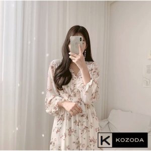 Váy Hoa Nhí Đầm vintage Voan Dáng Dài đẹp dễ thương dáng xòe có lớp lót Quảng Châu kozoda D5-3