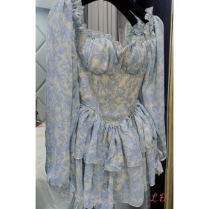 Váy von hoa cup ngực dài tay-5