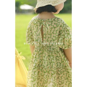 Váy hoa cúc xanh lá cực xinh cho bé gái size nhỡ cao cấp G04-5