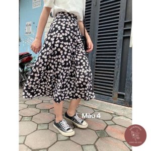 Chân Váy Hoa Nhí Vintage Nhiều Màu Hàng Quảng Châu - Chân Váy Dài Vintage Cạp Chun (có loại 2 lớp)-6