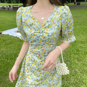 Đầm Voan Hoa Dài Quá Gối Phong Cách Quyến Rũ-7