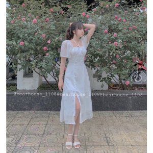 [Mã 55FASHIONSALE giảm 12% đơn 99K] ] 🌷 VÁY HOA NHÍ XẺ TÀ ❌ ĐẦM HOA NHÍ DÁNG DÀI XẺ TÀ ĐẸP 🌷-4