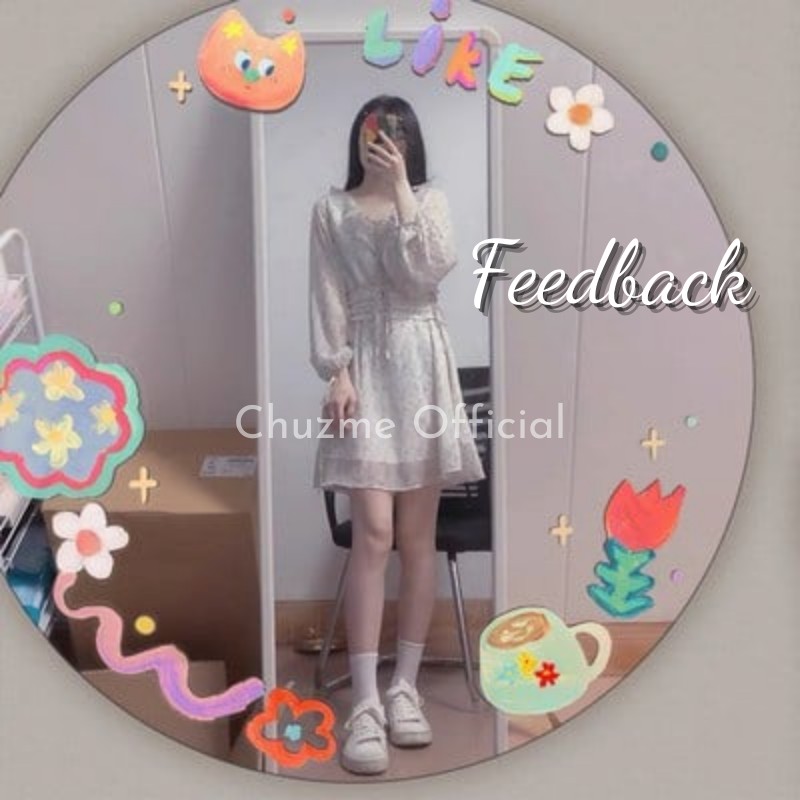 Váy hoa nhí dài tay tiểu thư kèm đai rút eo, Váy hoa vintage kèm đai corset siêu xinh (Có feedback của khách)-8