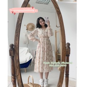 Váy hoa nhí dày tay vintage-7