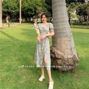 Váy hoa rúm ngực xẻ đùi - FREESHIP TOÀN QUỐC-3