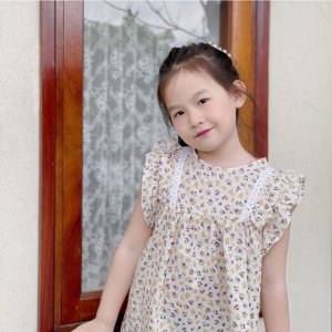 Váy bé gái, Váy kiểu tay bồng Dewkids hoa nhí cao cấp cho bé gái trend 2022 - VH03-3