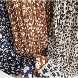 Chân váy hoa nhí dập li nhỏ có lót trong - Chân váy dài xoè chiffon hoa nhí ulzzang LUMII-4