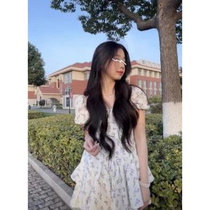 Đầm Ngắn Cổ Chữ V In Hoa Thời Trang-5