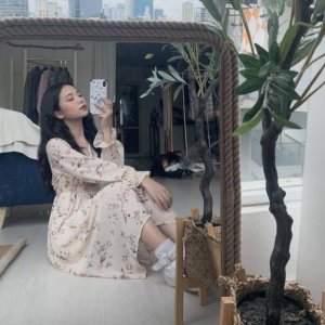 Váy hoa nhí vintage cổ V ( ảnh thật/ có video)-3