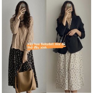 [Ảnh thật/Video] Váy hoa Hàn Quốc kiểu vintage dáng dài loại đep chất lụa hàn hai lớp-2