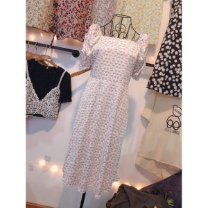 Váy Hoa Nhí Trắng ⚡️ẢNH THẬT⚡️Đầm Cotton Dáng Xinh Chào Hè-2