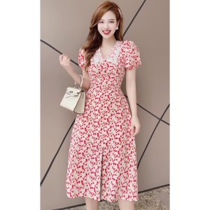 [Ảnh thật] Váy hoa nhí phối cổ ren, xẻ tà siêu xinh - tiemcuanang_97-3