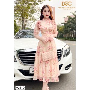 (Kèm vieo và ảnh trải sàn) VÁY HOA CỔ TRÒN BÈO NGỰC V2610 - DOLCE VIVA COLLECTION-7