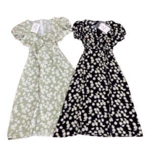 Váy đầm nữ dự tiệc dáng xòe hoa cúc họa mi tay con nhún trước ngực chất lụa hoa cao cấp mềm mại, mặc tôn dáng-5