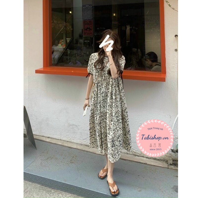Đầm hoa nhí kiểu babydoll cho nữ váy tiểu thư phong cách ulzzang siêu xinh-6