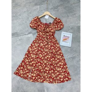 [Siêu Hot] Váy Hoa Đỏ Xẻ Đùi Có Đệm Ngực Dáng Suông Có Ảnh Thật Kèm Video-7