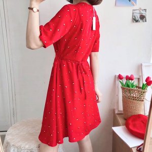 Xiaozhainv (3C) Váy Hoa Tay Ngắn Cổ Chữ V Size M-4Xl-4