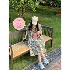 Đầm hoa nhí kiểu babydoll cho nữ váy tiểu thư phong cách ulzzang siêu xinh-3