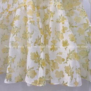 [Hàng sẵn] VÁY HOA NHÍ HOA CAM XANH CỘC TAY XOÈ BỒNG HAI LỚP HÀNG QUẢNG CHÂU-4