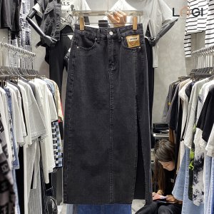 Chân váy Jean dài dáng cv bò jeans chữ A xẻ tà ,chân váy bò cạp cao phong cách Hàn Quôc-MINXY SHOP-5