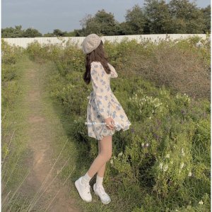 ❌ ĐẦM - VÁY HOA NHÍ DÀY TAY HOA XANH 🌷-5