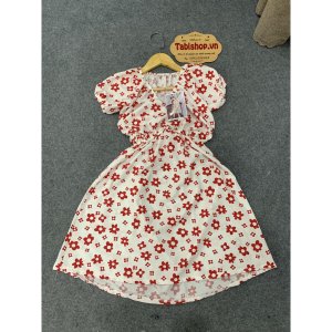 Đầm hoa nhí dáng xòe màu đỏ cho nữ bánh bèo, váy tiểu thư phong cách ulzzang siêu xinh-6