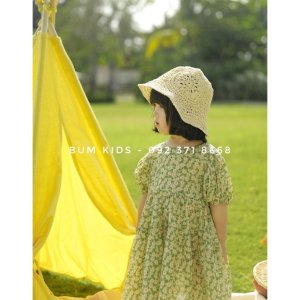 Váy hoa cúc xanh lá cực xinh cho bé gái size nhỡ cao cấp G04-8