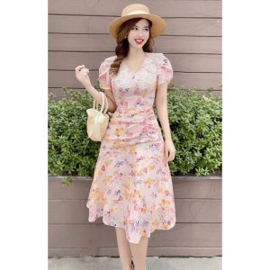 [Ảnh thật] Váy hoa nhí chun eo phối cổ ren siêu xinh - tiemcuanang_97-2