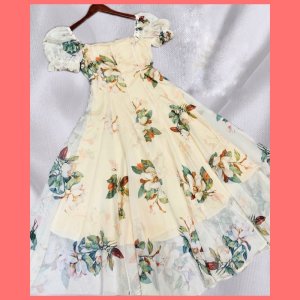 [Sẵn/VIDEO] Váy voan hoa cổ vuông tay bồng xếp li tôn dáng. Đầm maxi bánh bèo-5