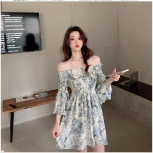 Váy Hoa Trễ Vai Váy Đầm Chất Voan Dáng Xòe Cực Xinh-4