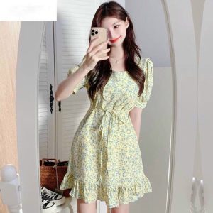 Đầm váy hoa mai (Vàng, Đen) dáng bèo đuôi cá siêu xinh, cuốn hút mọi ánh nhìn-1