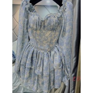 Váy von hoa cup ngực dài tay-3