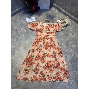 Váy hoa đỏ xếp ly ngực màu mới hot hit 2022 tay bồng siêu xinh-5