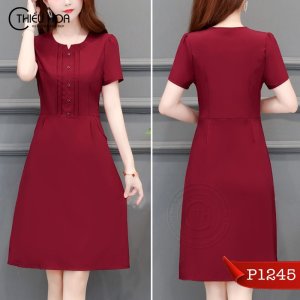 Đầm Trung Niên Cao Cấp THIỀU HOA thiết kế trẻ trung sang trọng chất liệu vải thoáng mát mềm mại DN0P1245-4