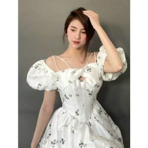 Đầm xoè hoa nhí chất ford phong cách Hàn Quốc-hang thiết kế-3