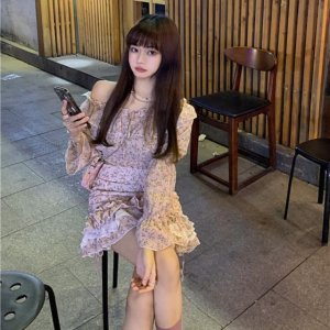 Set áo + chân váy xếp tầng in hoa phong cách Hàn Quốc xinh xắn cho nữ (có bán lẻ)-2