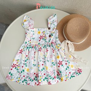 [Quà tặng kẹo] Váy bé gái Dewkids, Váy kiểu hoạ tiết vải thô mềm mại cao cấp-2