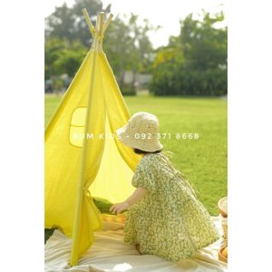 Váy hoa cúc xanh lá cực xinh cho bé gái size nhỡ cao cấp G04-4