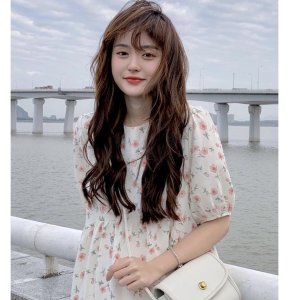 Váy hoa nhí hồng xếp tầng dài tiểu thư nữ - Đầm midi dáng suông mặc dạo phố nữ - Chất liệu cotton thoáng mát-4