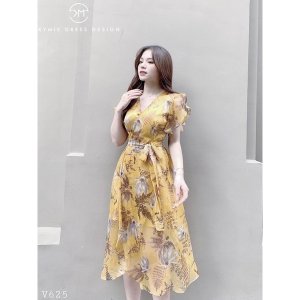 VÁY HOA VOAN TƠ BÈO VẠT CHÉO 2M CHO NỮ-4