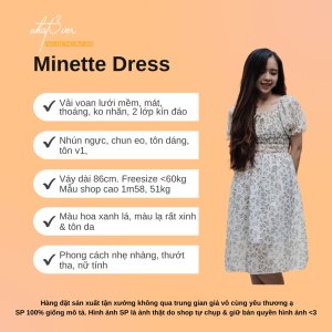 Váy hoa nhí tay ngắn Minette Dress vải voan mềm mại mặc tôn dáng trắng bông xanh-3