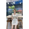 Váy Đầm Xòe Họa Tiết Cổ Vuông Tay Ngắn Cột Nơ Lưng Chất Liệu Lụa Thời Trang Nữ KEMPK Mẫu Free Size Dưới 56kg-1