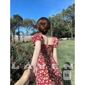 Váy hoa nhí xẻ tà siêu quyến rũ thanh lịch dáng dài (kèm ảnh thật )-4