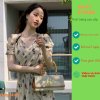 Váy Hoa nhí ulzzang TB4 dáng dài cúc voan hoa Quảng Châu Đầm hoa nhí vintage dáng dài che mỡ bụng thời trang HATYshop-1