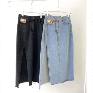 Chân váy Jean dài dáng cv bò jeans chữ A xẻ tà ,chân váy bò cạp cao phong cách Hàn Quôc-MINXY SHOP-3